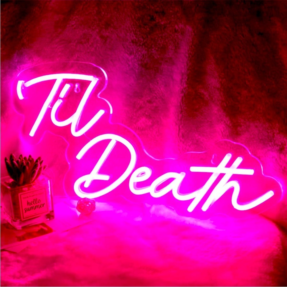 Til’ Death Neon Pink LED Light Birthday Party Graduation Teenager Bedroom Decor - Picture 2 of 6